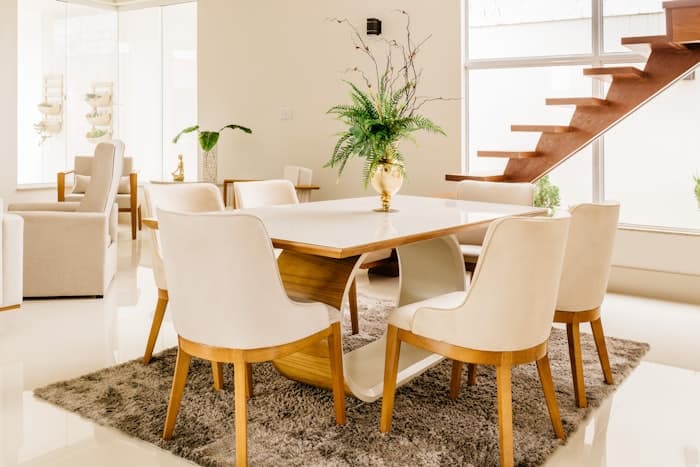 Dining table set with Marlow & Fig ceramics and linens