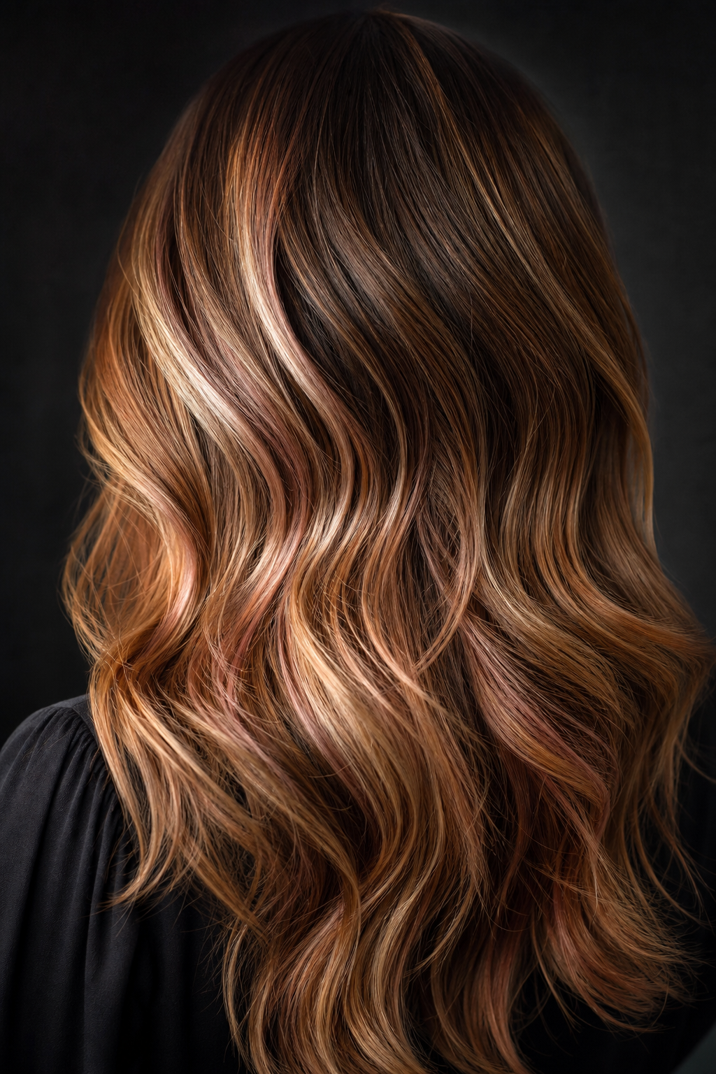 Long hair in motion, colour transitioning root to end